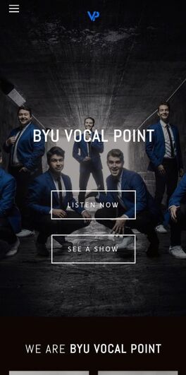 Mobile screenshot of the BYU Vocal Point website.